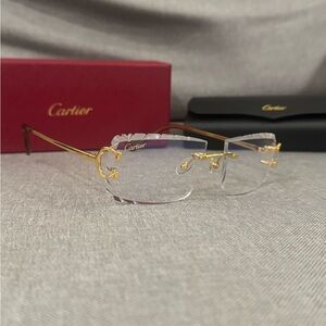 Cartier Rimless Diamond Cut Clear Glasses